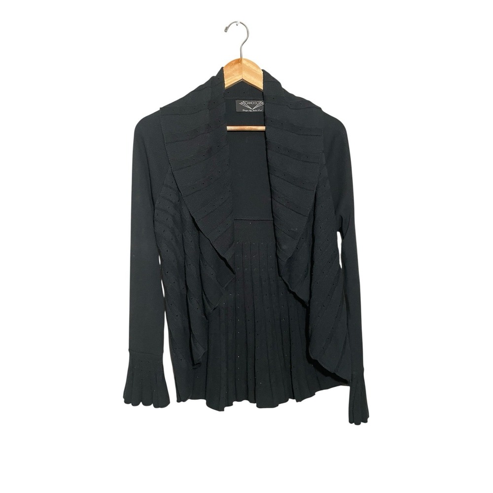 Angel Design Sabri Ozel Women's Small Waterfall Open Cardigan Art to Wear Black‎